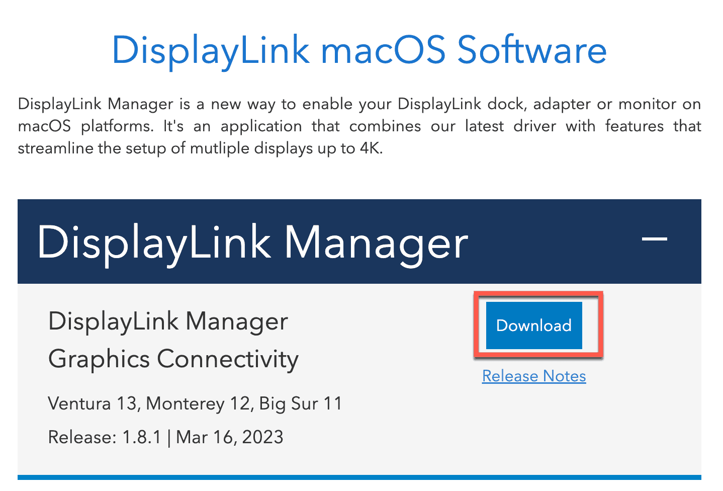 display link drivers mac