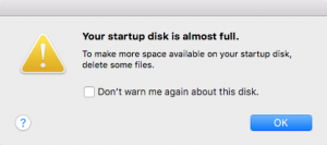 startup disk full